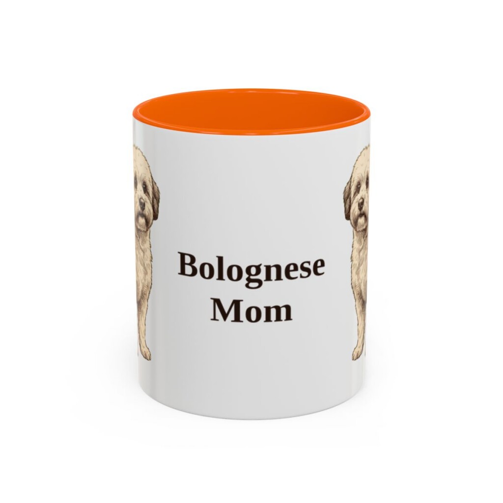 11oz Bolognese Dog Mom Mug, Orange, front view