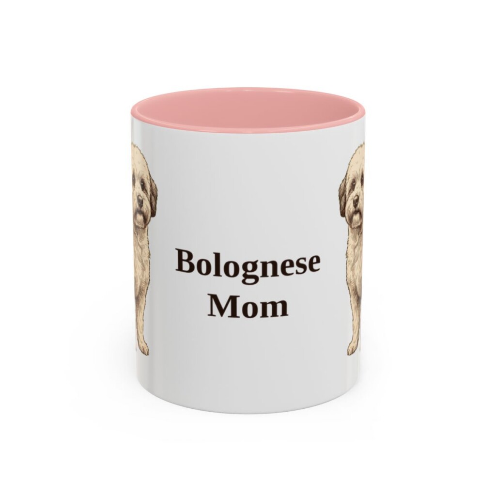 11oz Bolognese Dog Mom Mug, Pink, front view