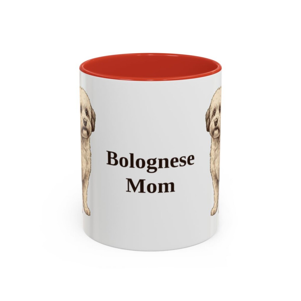 11oz Bolognese Dog Mom Mug, Red, front view