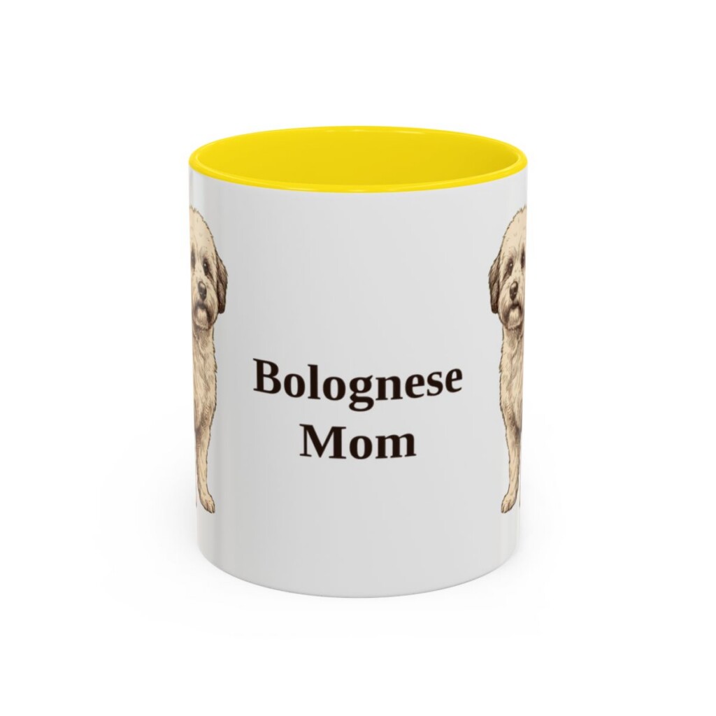 11oz Bolognese Dog Mom Mug, Yellow, front view