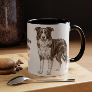 11oz Border Collie Dog Dad Mug, Black, lifestyle photo
