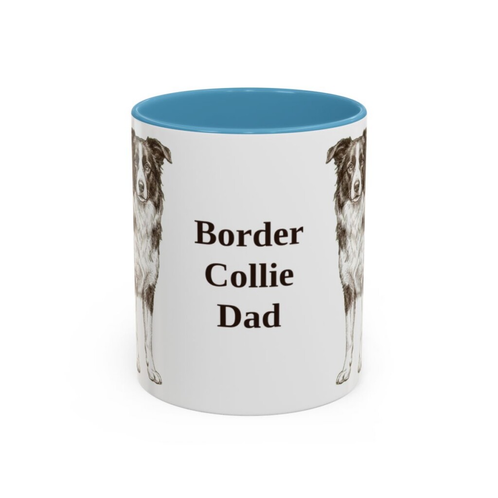11oz Border Collie Dog Dad Mug, Light Blue, front view