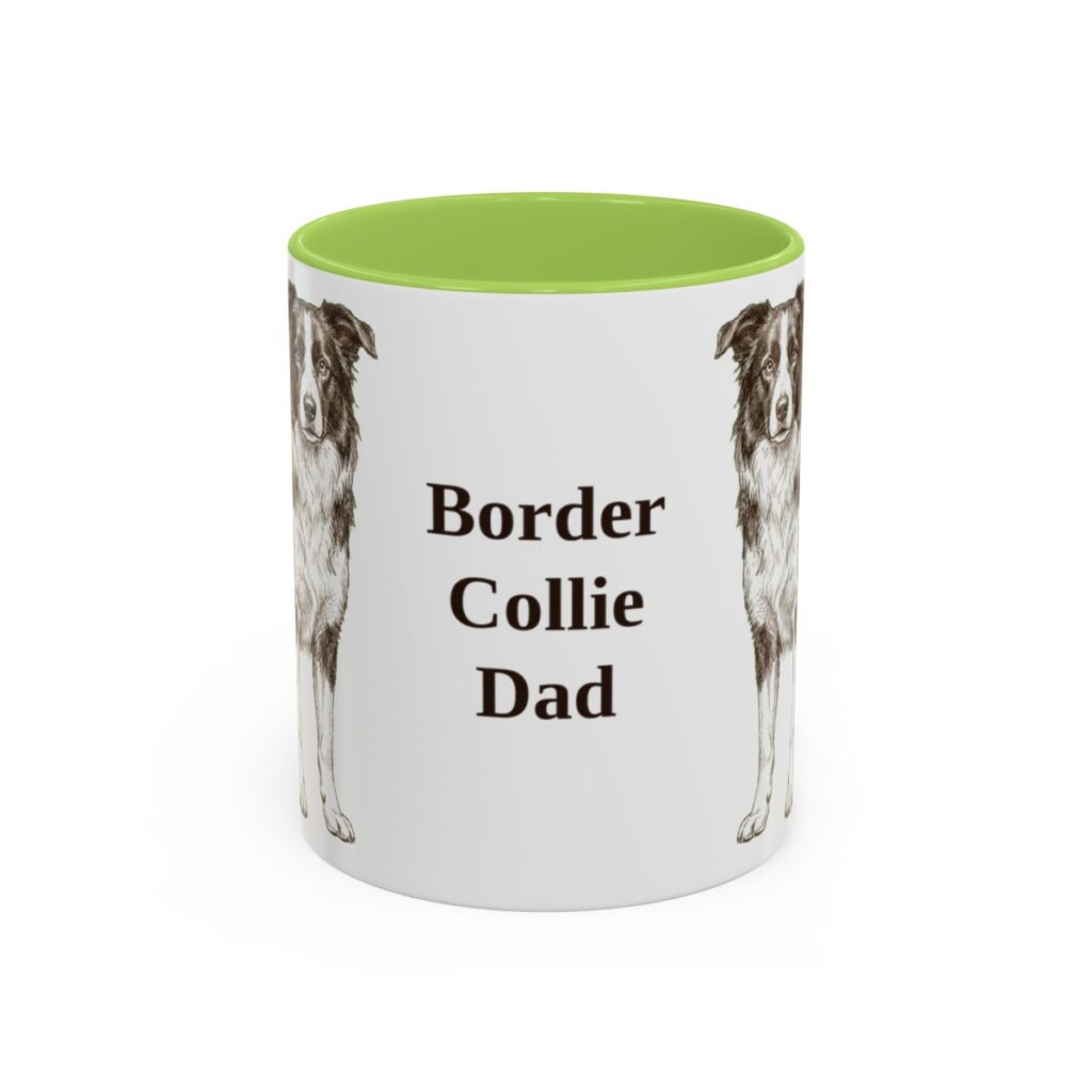 11oz Border Collie Dog Dad Mug, Light Green, front view