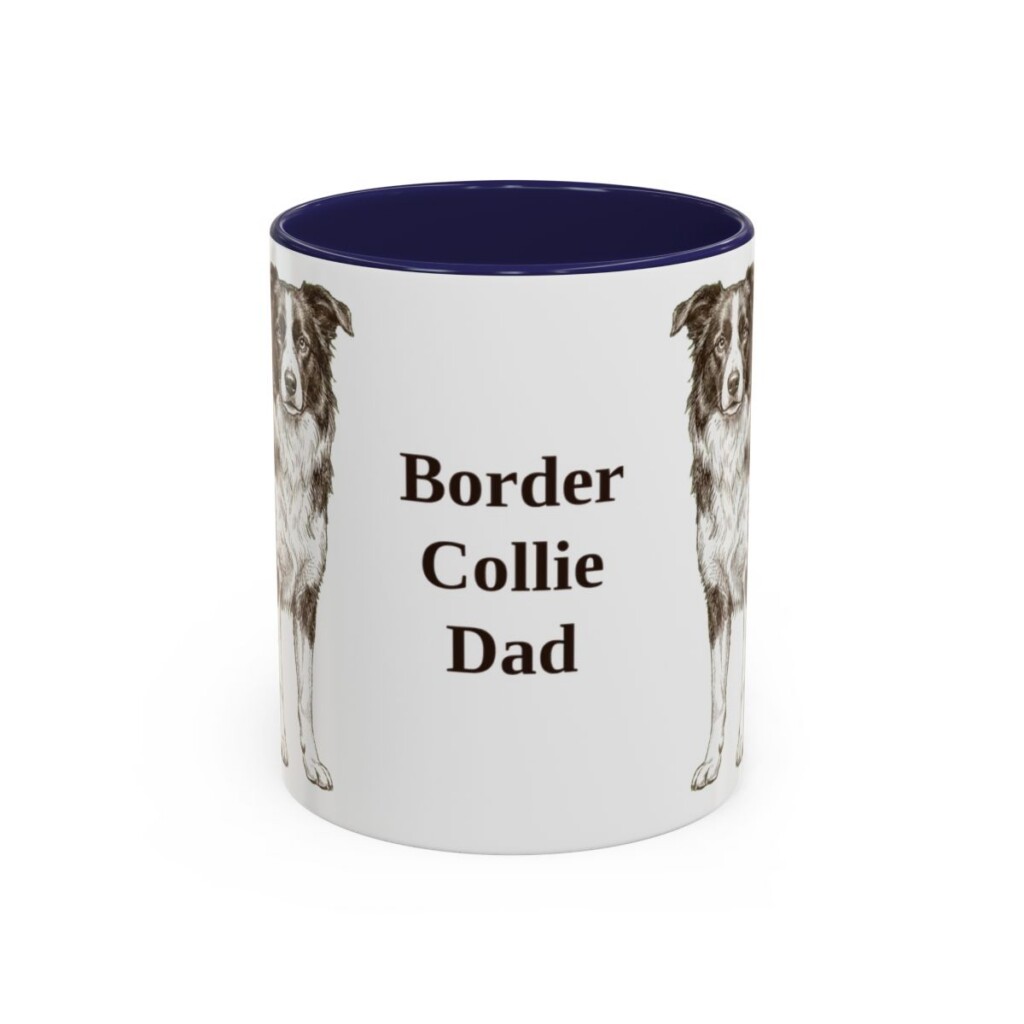 11oz Border Collie Dog Dad Mug, Navy, front view