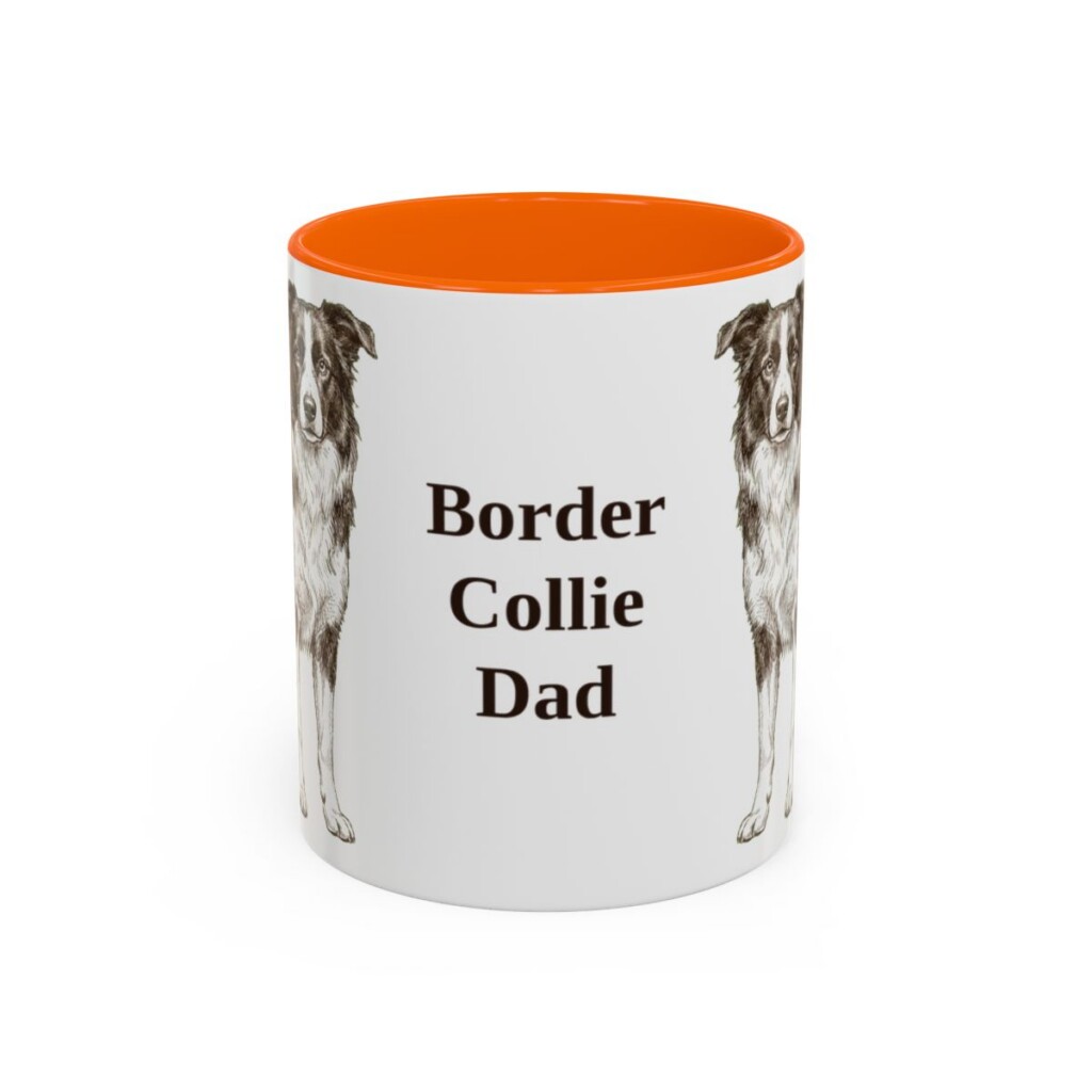 11oz Border Collie Dog Dad Mug, Orange, front view