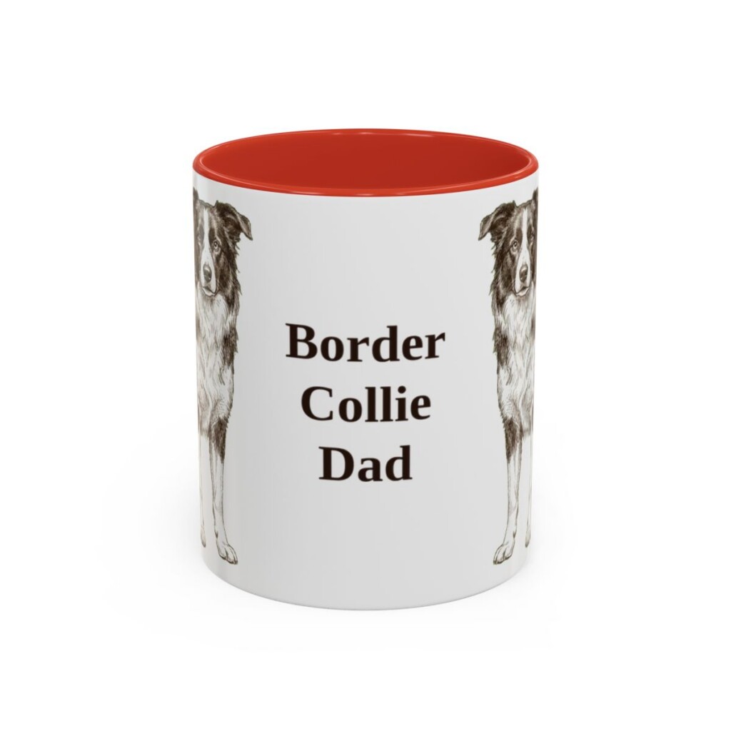 11oz Border Collie Dog Dad Mug, Red, front view