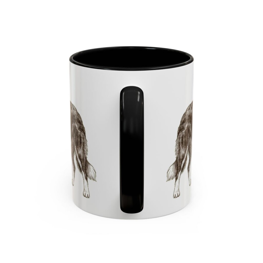 11oz Funny Border Collie Mug, Black, back view