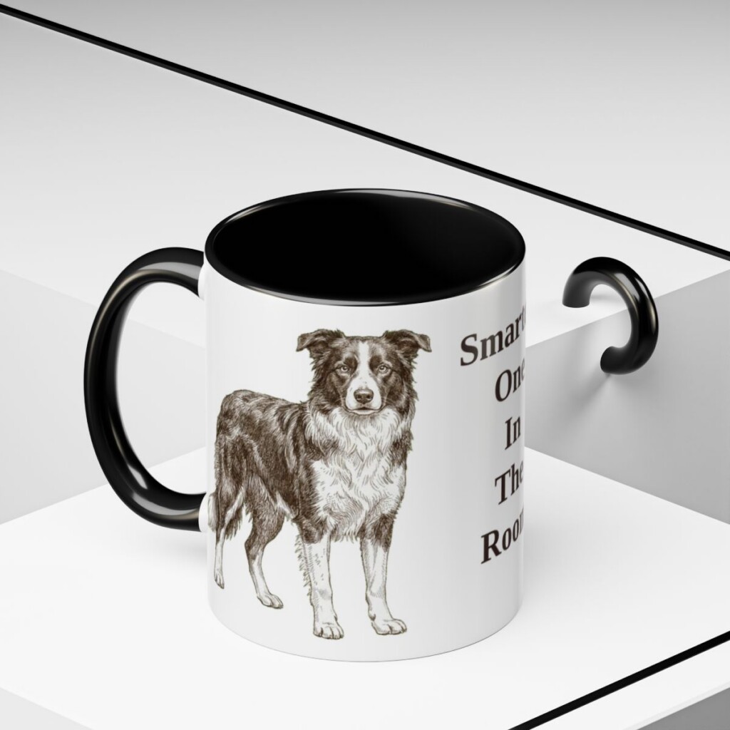 11oz Funny Border Collie Mug, Black, lifestyle photo