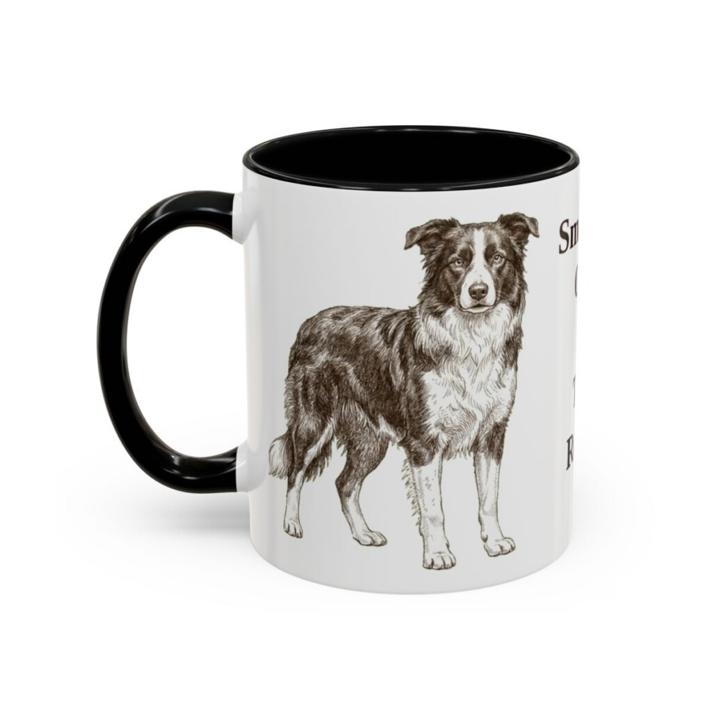 11oz Funny Border Collie Mug, Black, left side view