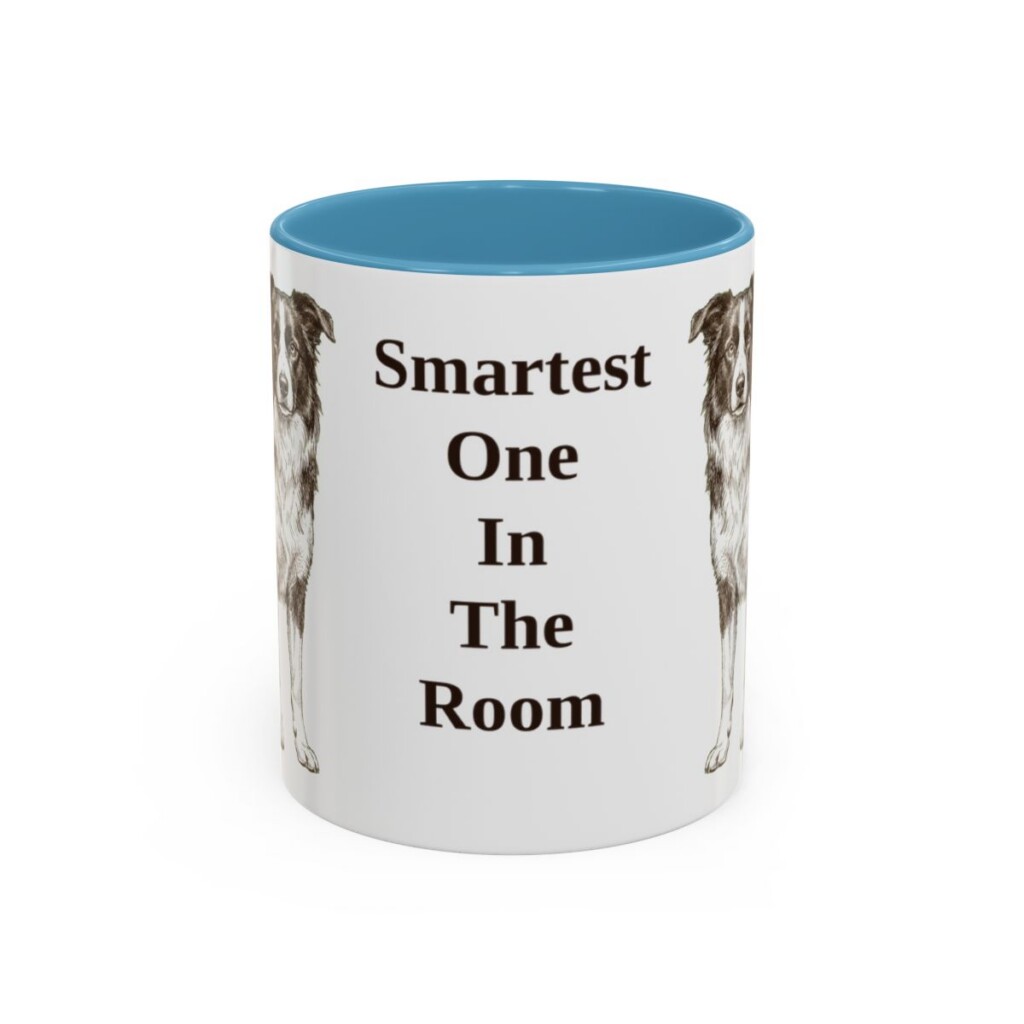 11oz Funny Border Collie Mug, Light Blue, front view