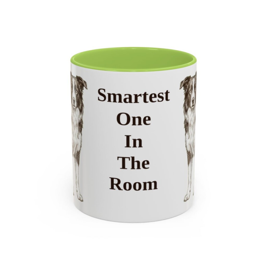 11oz Funny Border Collie Mug, Light Green, front view