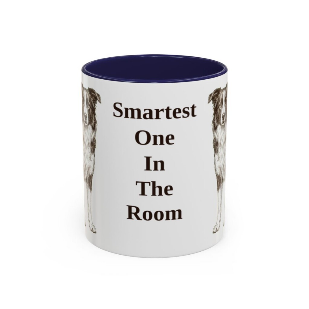 11oz Funny Border Collie Mug, Navy, front view