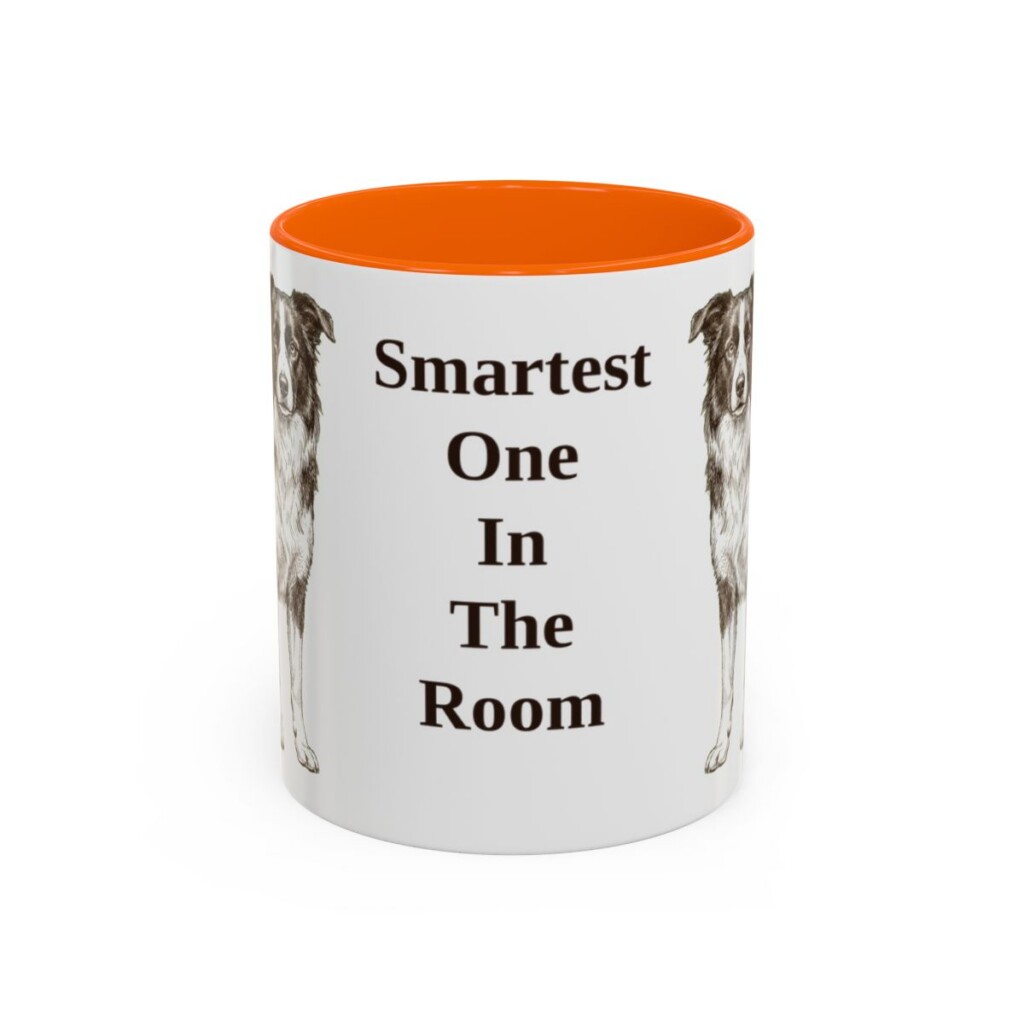 11oz Funny Border Collie Mug, Orange, front view