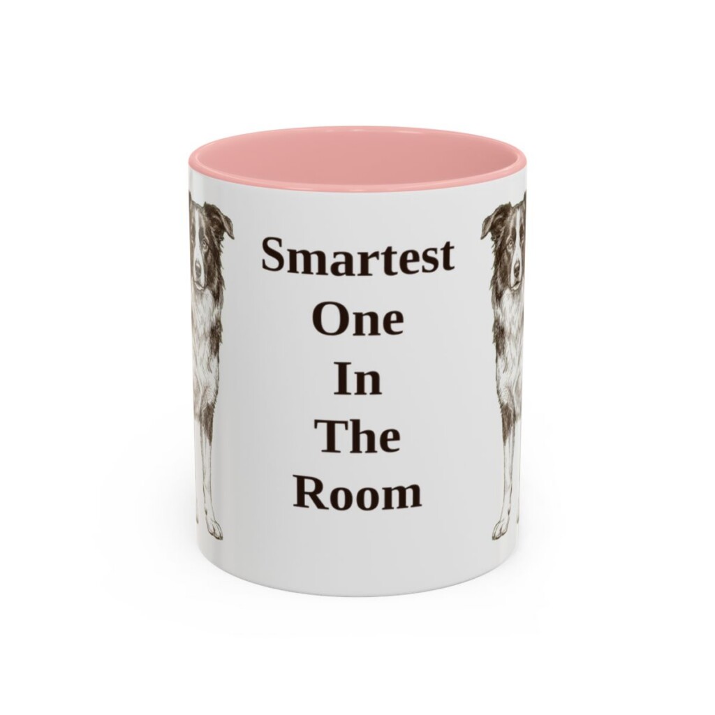 11oz Funny Border Collie Mug, Pink, front view