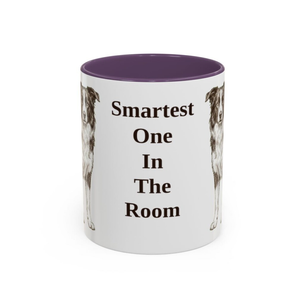 11oz Funny Border Collie Mug, Purple, front view