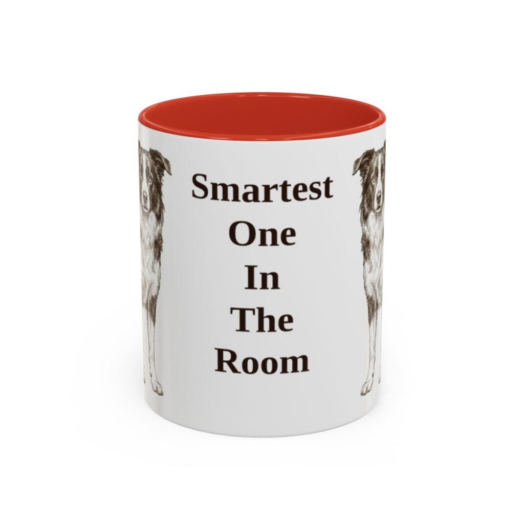 11oz Funny Border Collie Mug, Red, front view