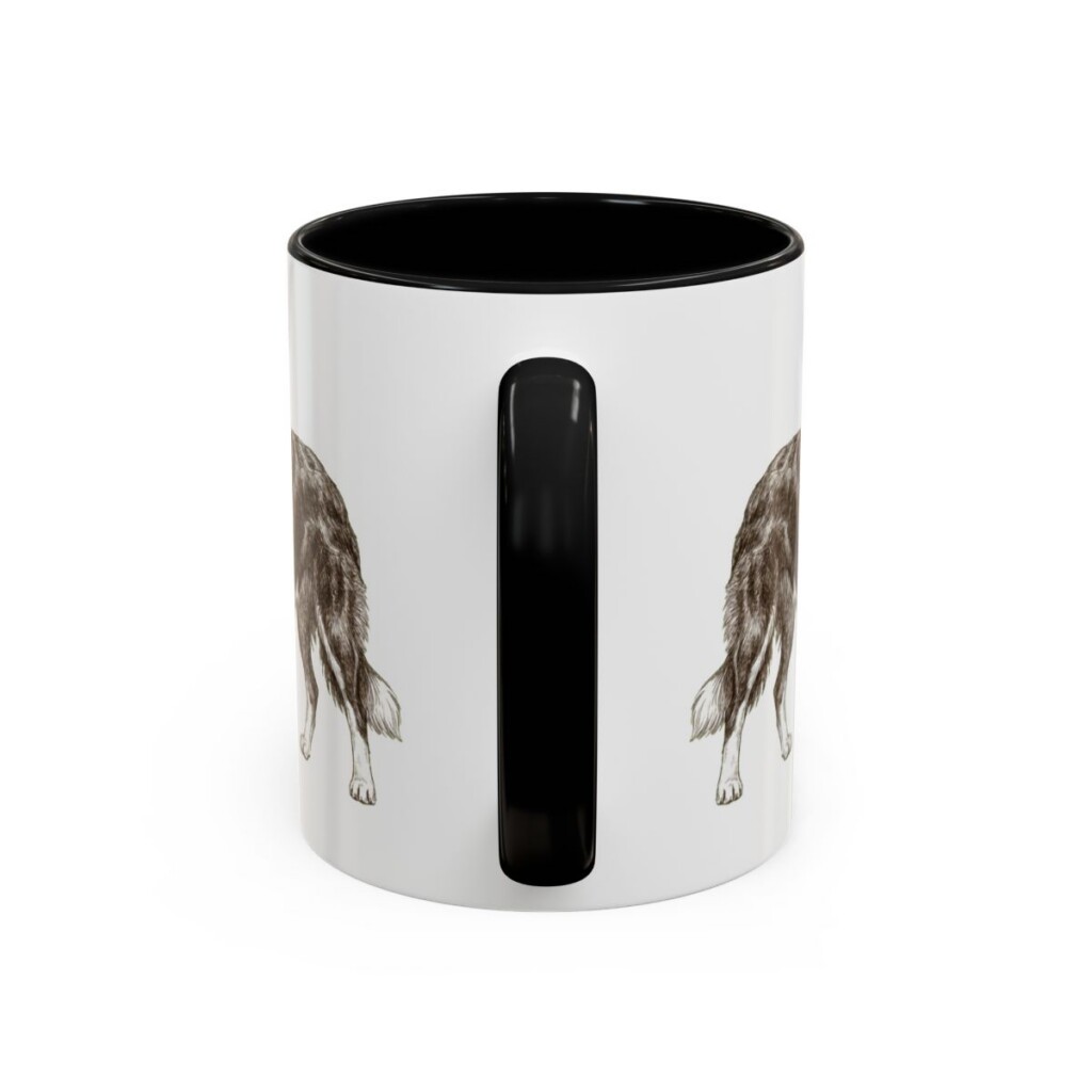 11oz Border Collie Latin Mug, Black, back view