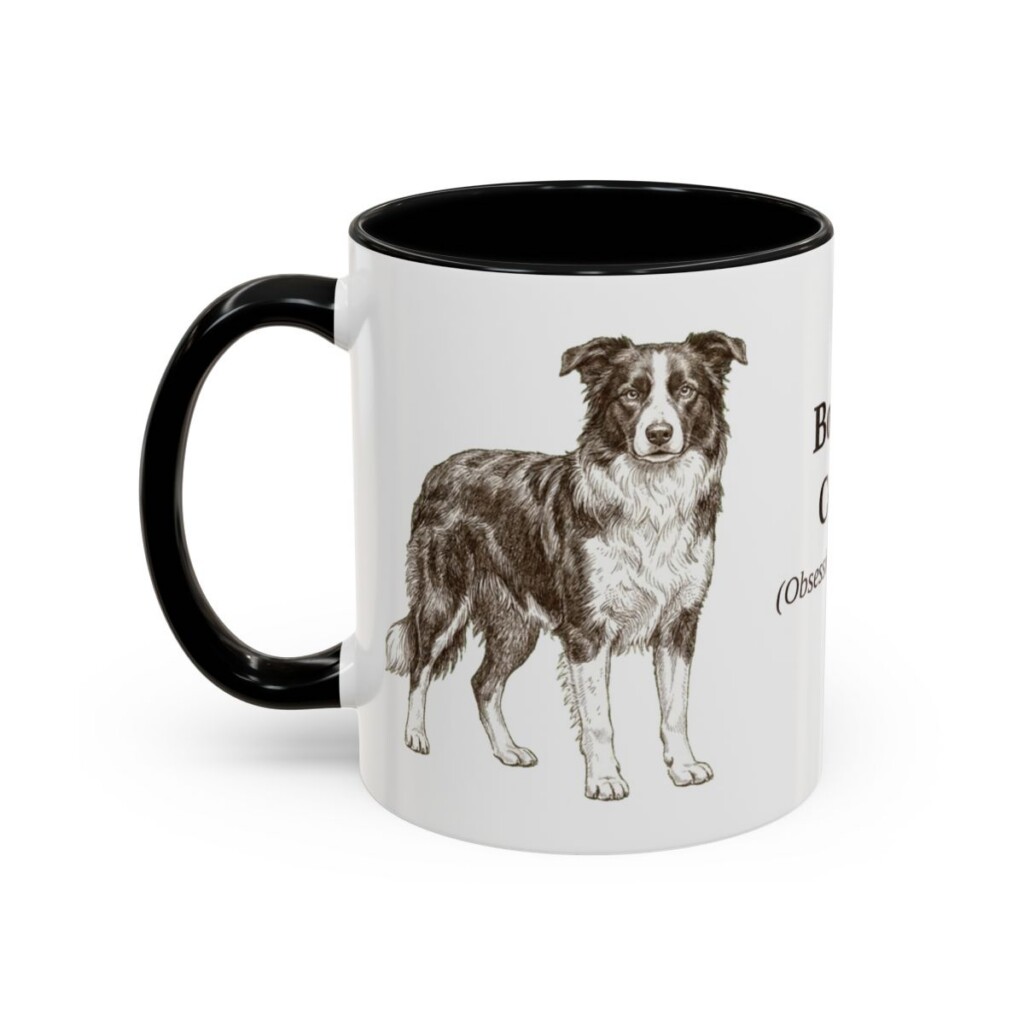 11oz Border Collie Latin Mug, Black, left side view