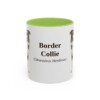 11oz Border Collie Latin Mug, Light Green, front view