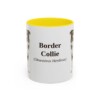 11oz Border Collie Latin Mug, Yellow, front view