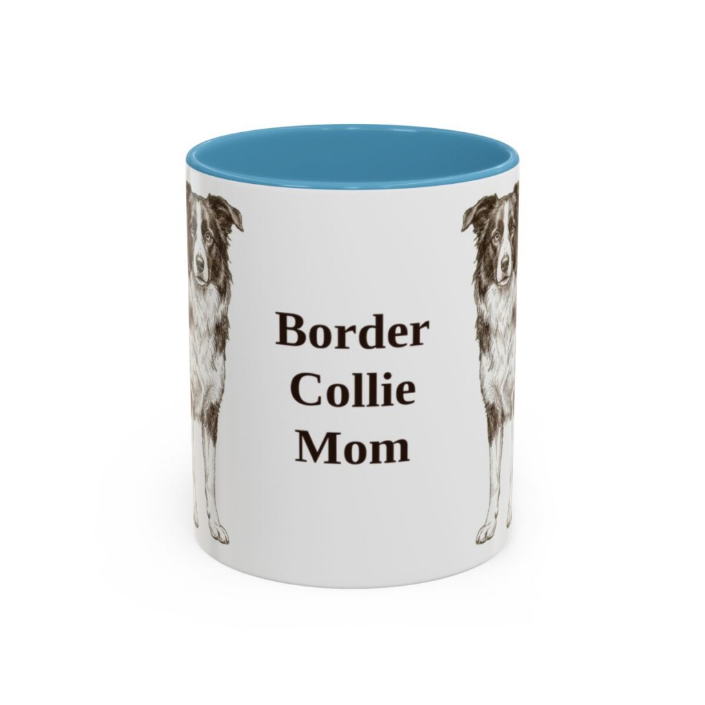 11oz Border Collie Dog Mom Mug, Light Blue, front view