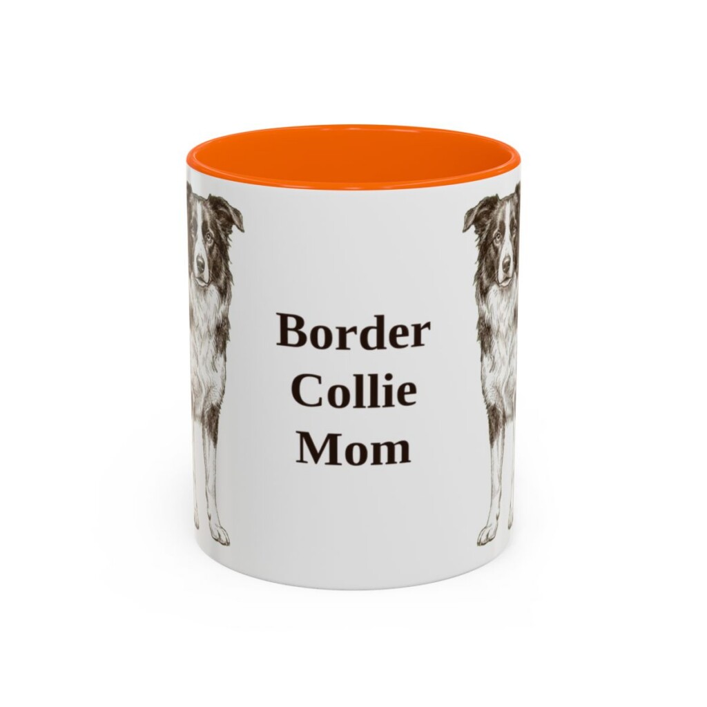 11oz Border Collie Dog Mom Mug, Orange, front view