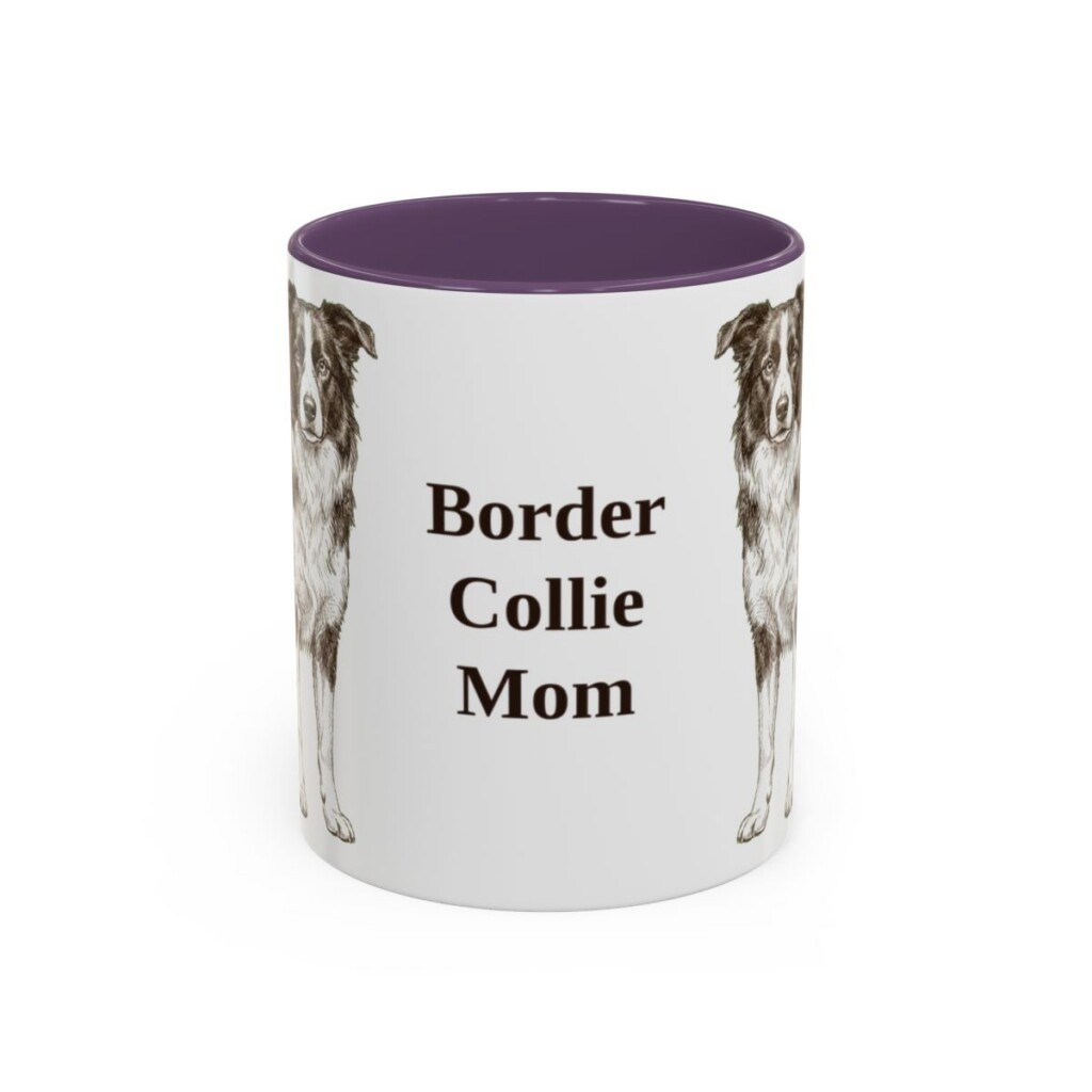 11oz Border Collie Dog Mom Mug, Purple, front view