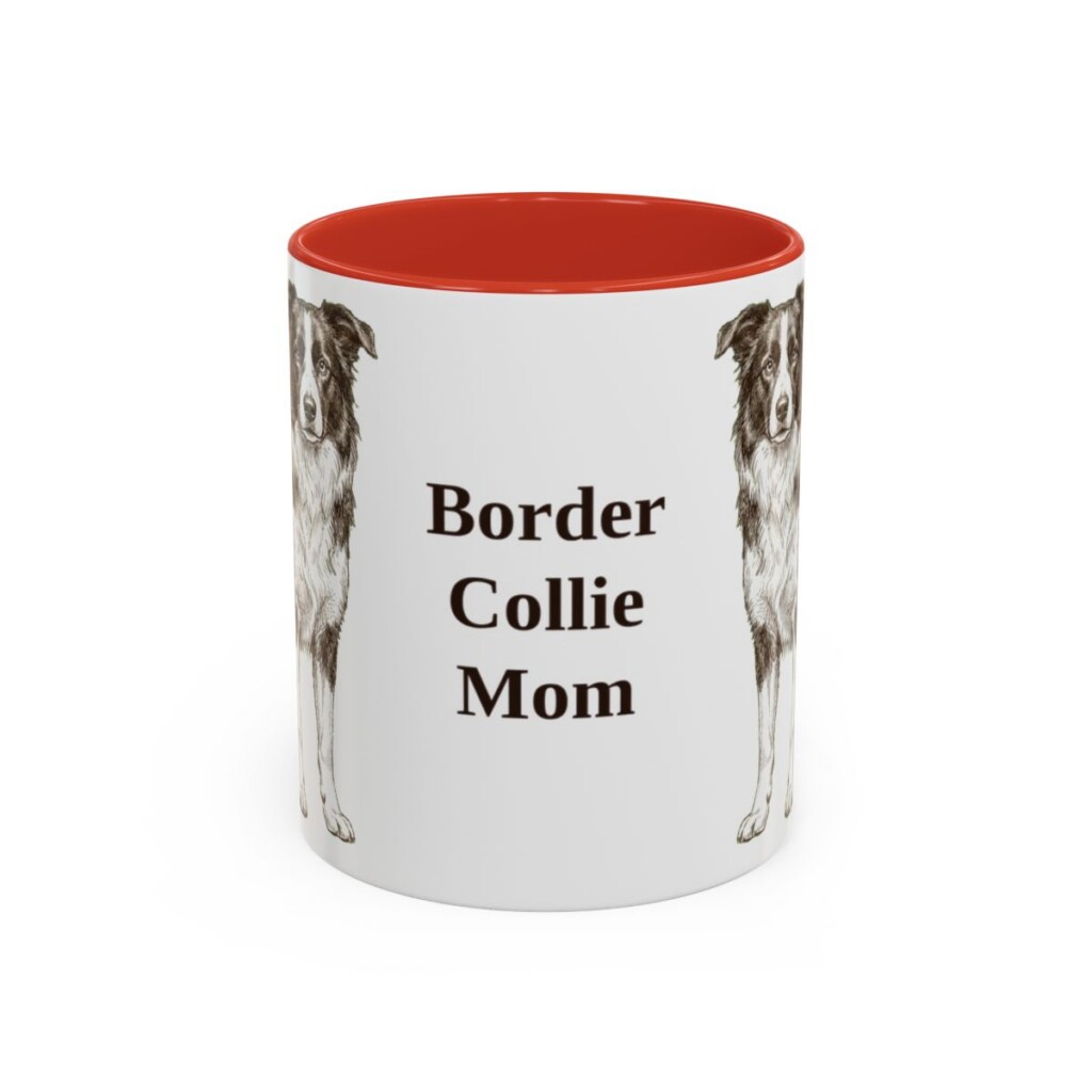 11oz Border Collie Dog Mom Mug, Red, front view