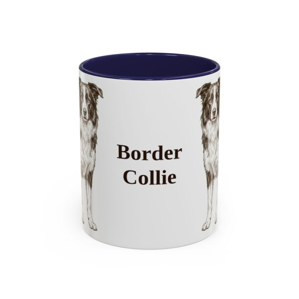 11oz Border Collie Mug, Navy, front view