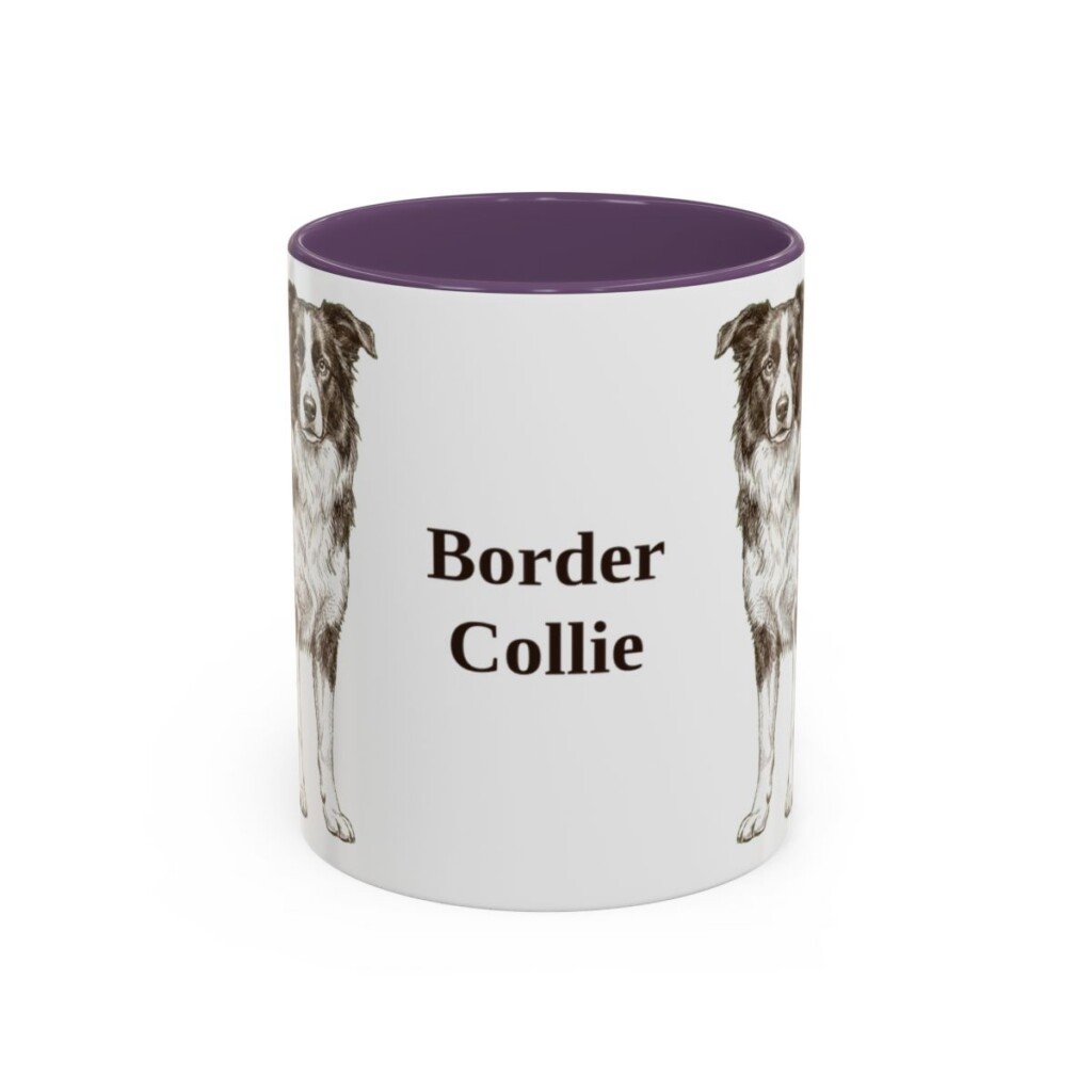 11oz Border Collie Mug, Purple, front view