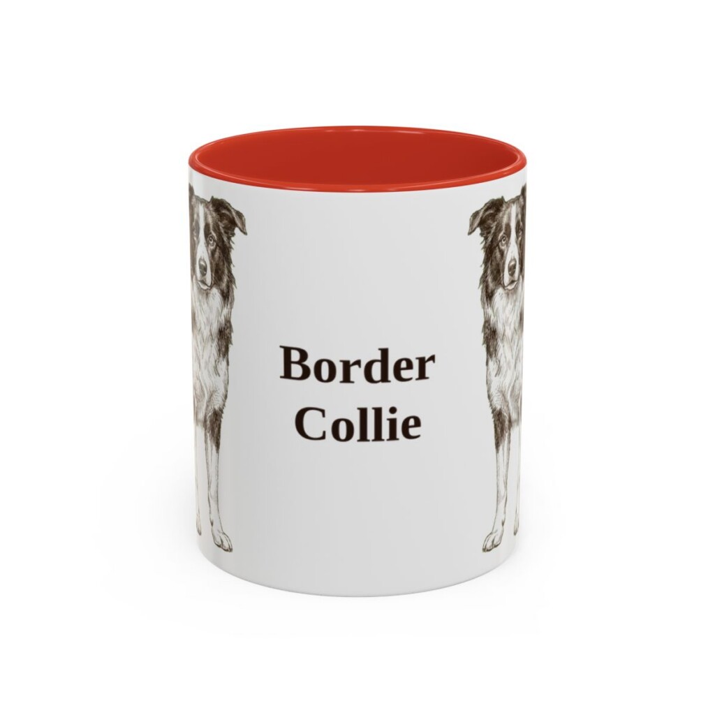 11oz Border Collie Mug, Red, front view
