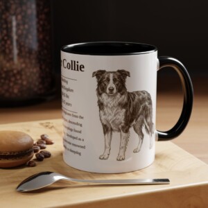 11oz Border Collie Mug, Black, lifestyle photo