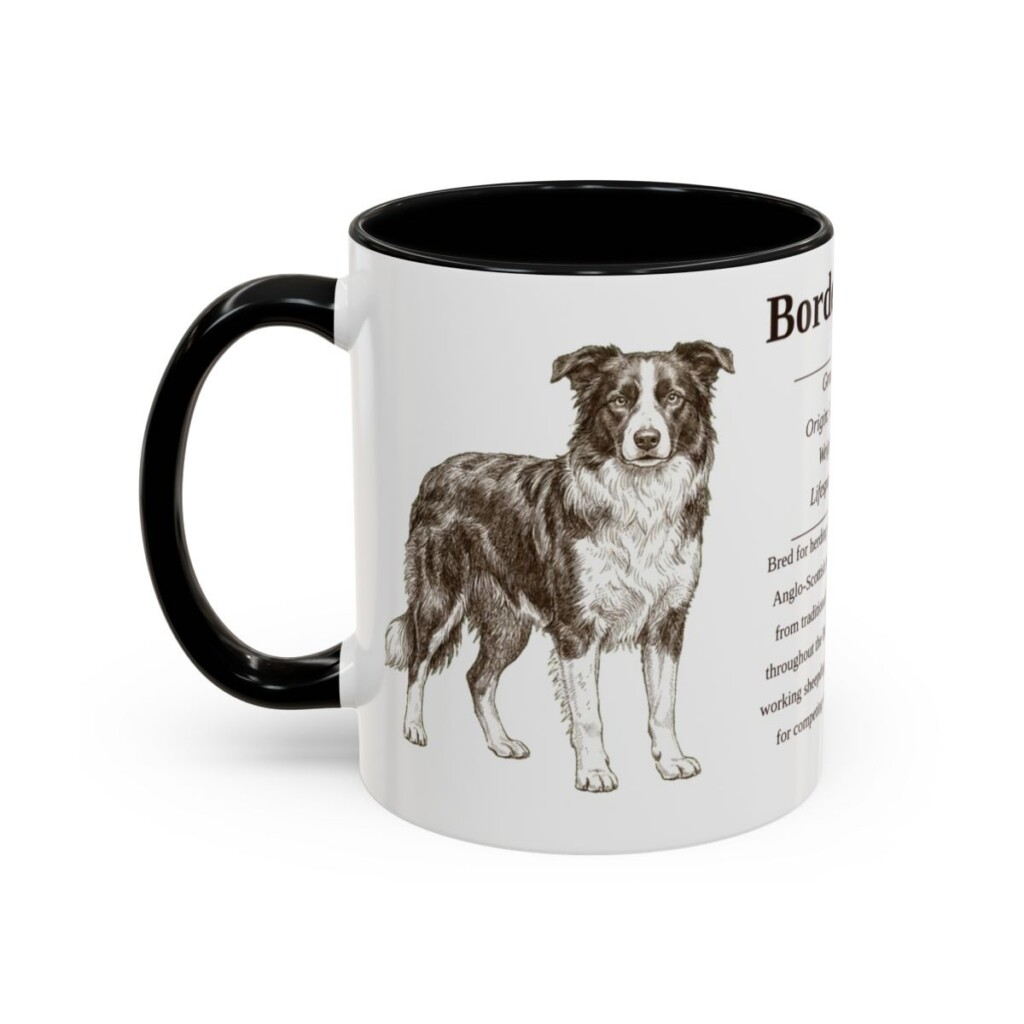11oz Border Collie Mug, Black, left side view