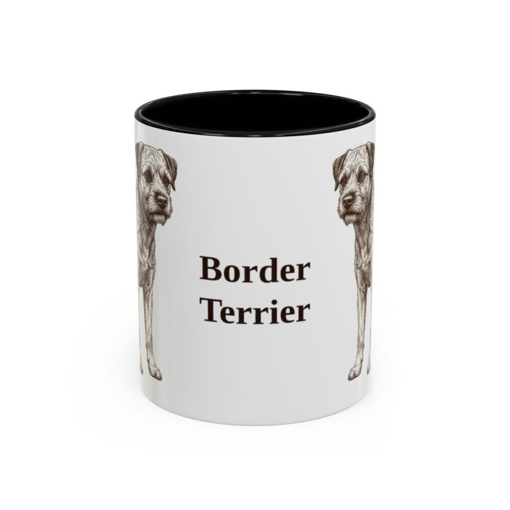 11oz Border Terrier Mug, Black, front view