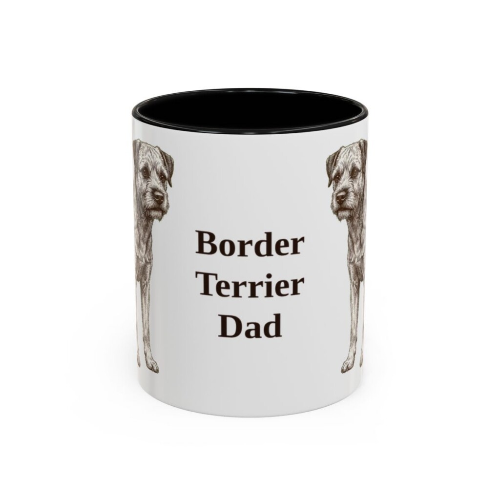 11oz Border Terrier Dog Dad Mug, Black, front view