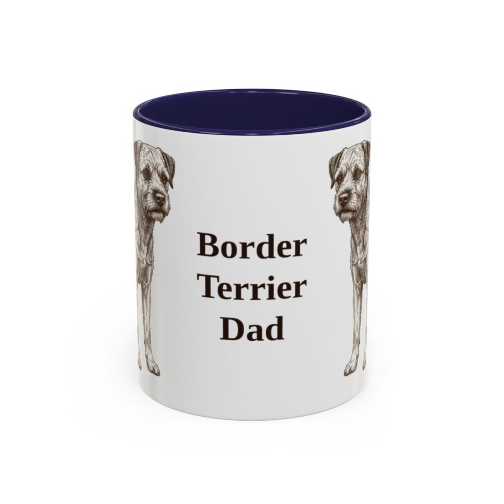 11oz Border Terrier Dog Dad Mug, Navy, front view