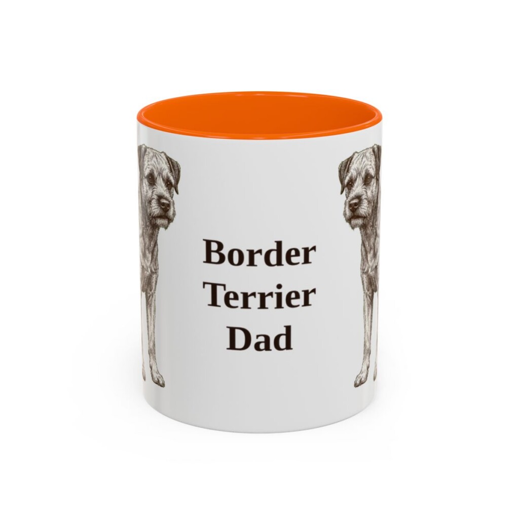 11oz Border Terrier Dog Dad Mug, Orange, front view