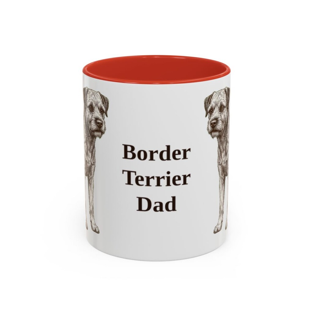 11oz Border Terrier Dog Dad Mug, Red, front view