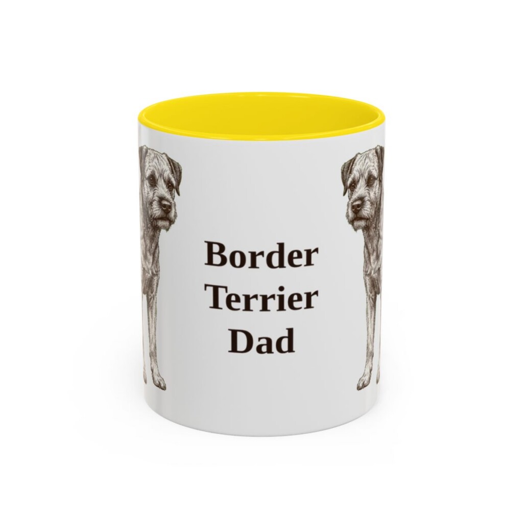 11oz Border Terrier Dog Dad Mug, Yellow, front view