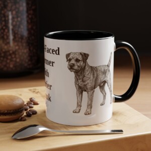 11oz Funny Border Terrier Mug, Black, lifestyle photo