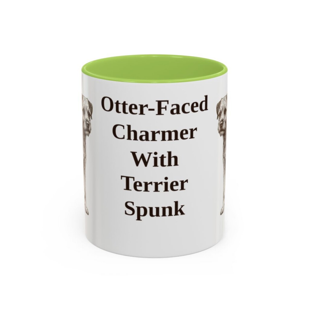 11oz-border-terrier-mug-humor-light-green 11oz Funny Border Terrier Mug, Light Green, front view