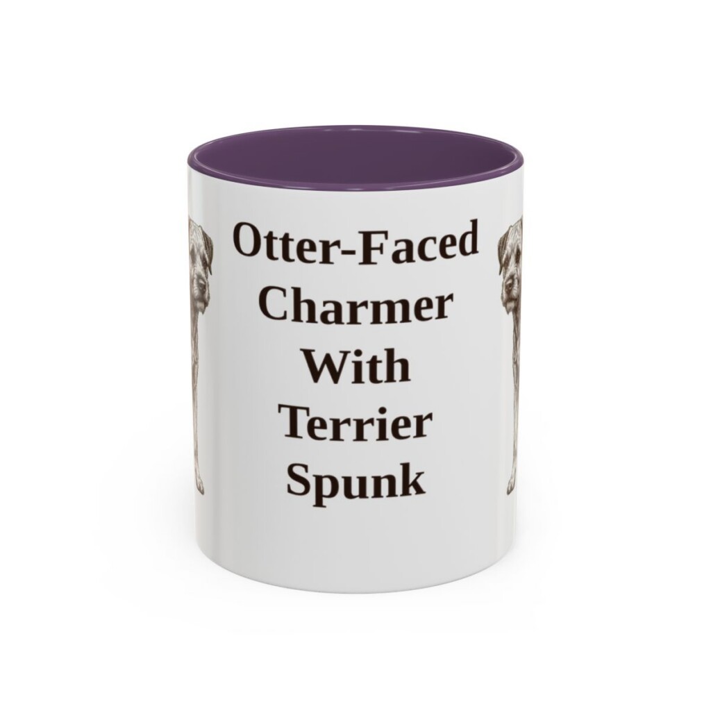 11oz-border-terrier-mug-humor-purple 11oz Funny Border Terrier Mug, Purple, front view