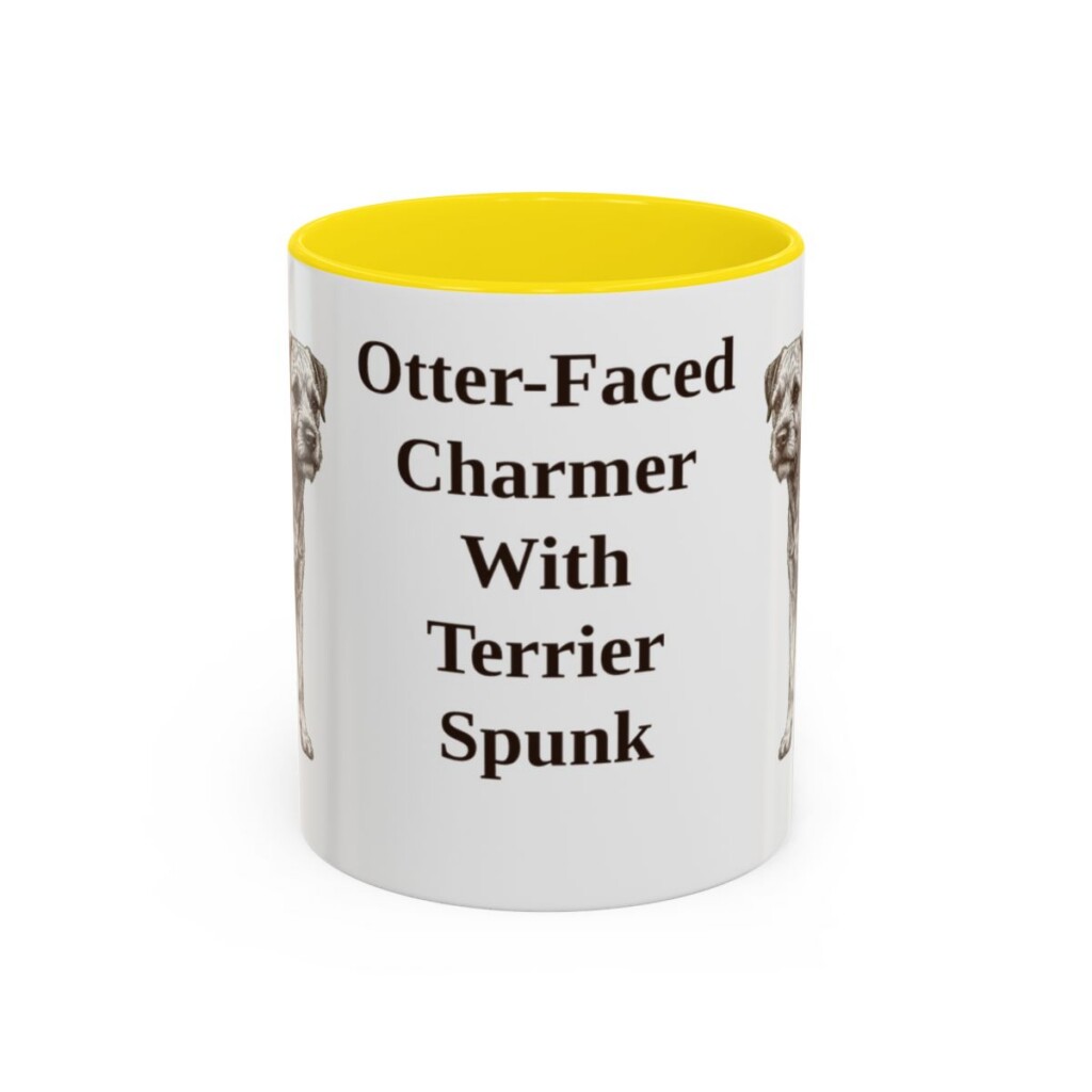 11oz-border-terrier-mug-humor-yellow 11oz Funny Border Terrier Mug, Yellow, front view