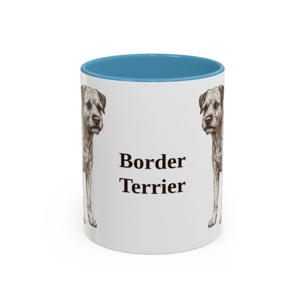 11oz Border Terrier Mug, Light Blue, front view