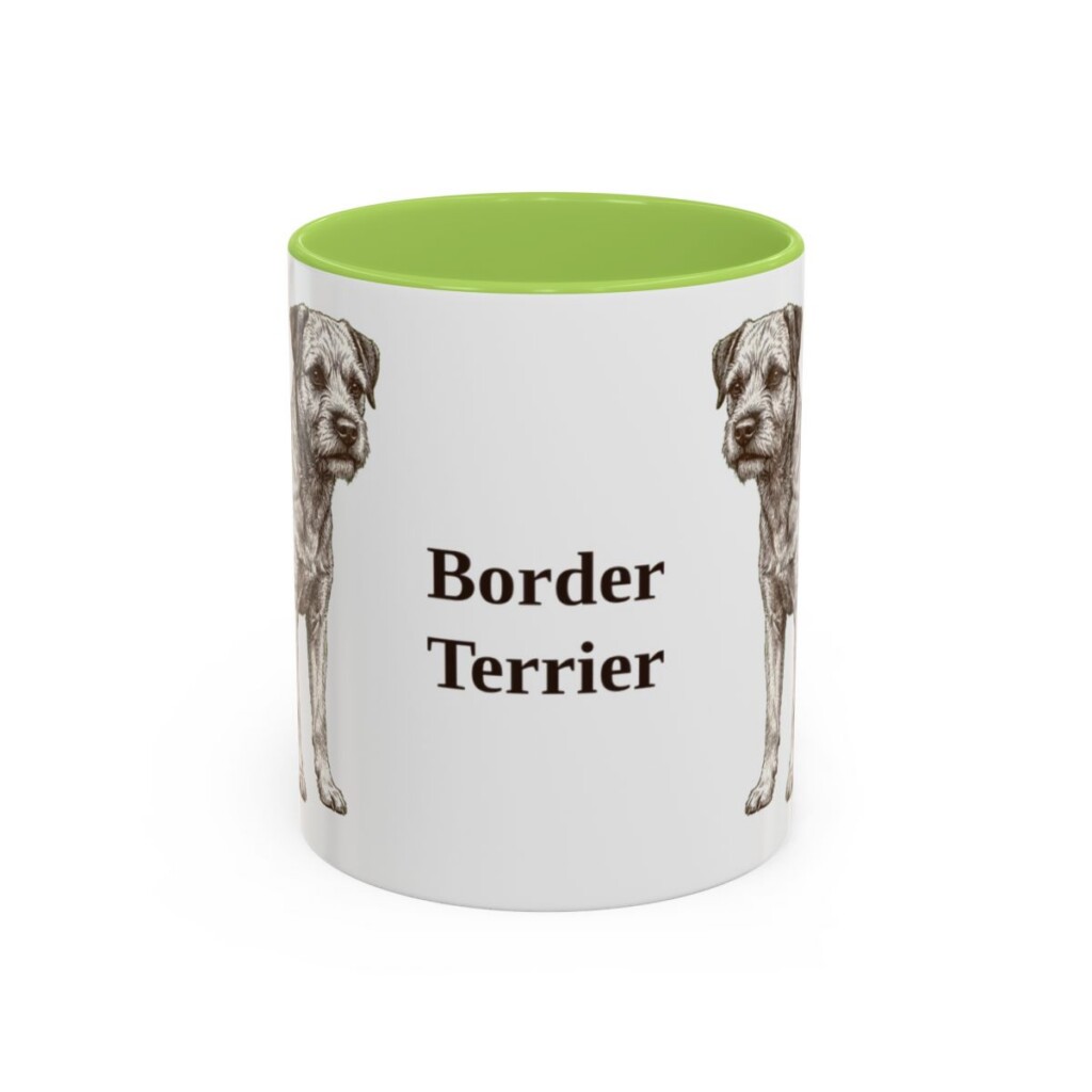 11oz Border Terrier Mug, Light Green, front view