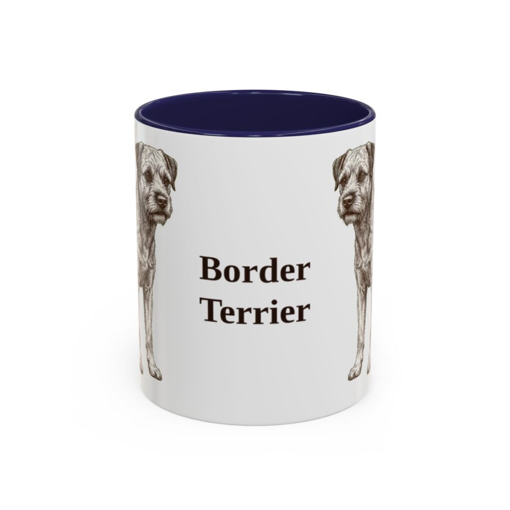 11oz Border Terrier Mug, Navy, front view