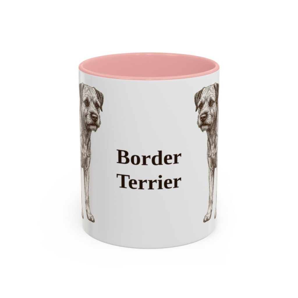 11oz Border Terrier Mug, Pink, front view