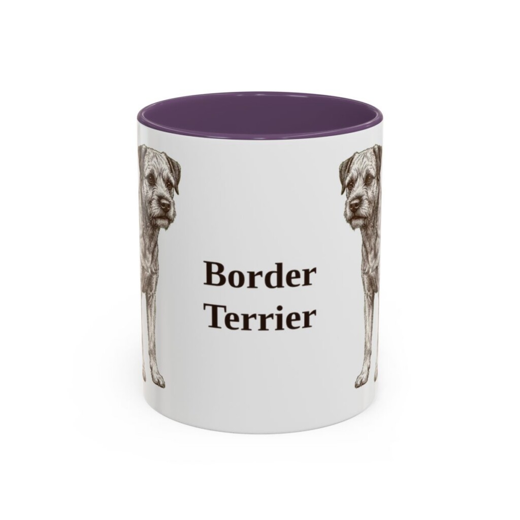 11oz Border Terrier Mug, Purple, front view