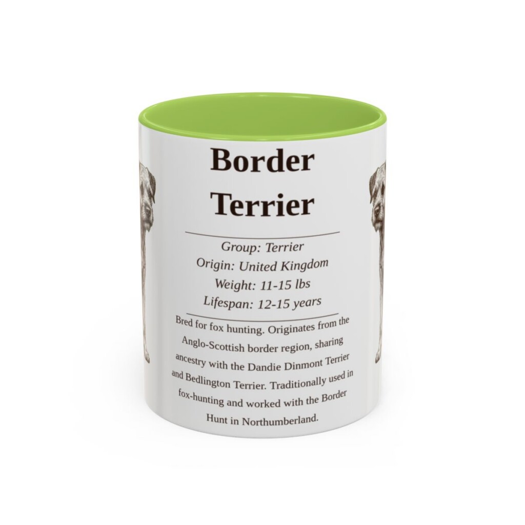 11oz border terrier mug, Light Green
