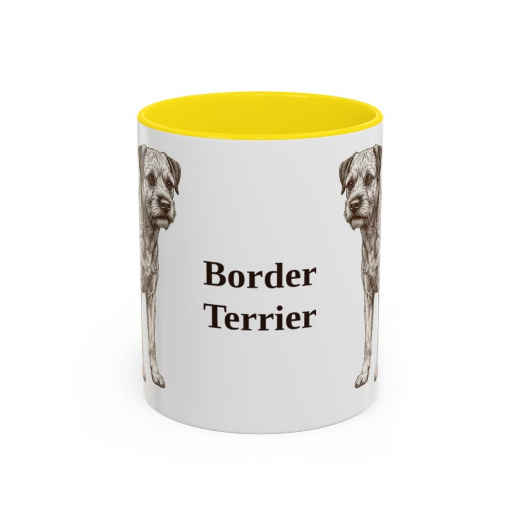 11oz Border Terrier Mug, Yellow, front view